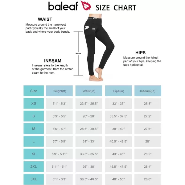 BALEAF Womens Fleece Lined Leggings Thermal Warm Winter Tights High Waisted Yoga Pants Cold Weather with PocketsBlack