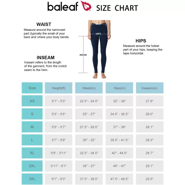 BALEAF Womens Fleece Lined Leggings Thermal Warm Winter Tights High Waisted Yoga Pants Cold Weather with PocketsDark Blue