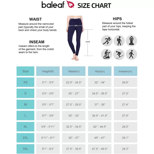 BALEAF Womens Fleece Lined Leggings Thermal Warm Winter Tights High Waisted Yoga Pants Cold Weather with PocketsNavy Blue