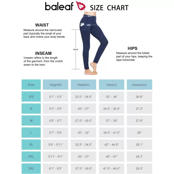 BALEAF Womens Fleece Lined Leggings Thermal Warm Winter Tights High Waisted Yoga Pants Cold Weather with PocketsNavy Blue