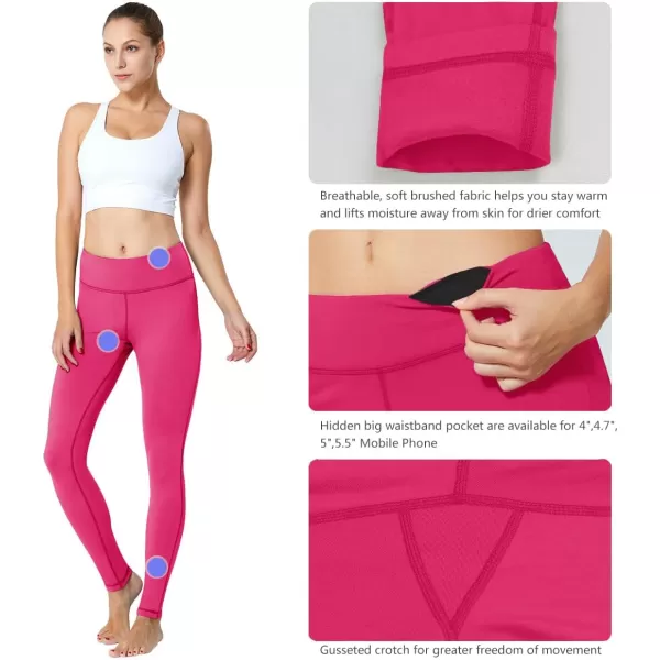 BALEAF Womens Fleece Lined Leggings Thermal Warm Winter Tights High Waisted Yoga Pants Cold Weather with PocketsRose Red