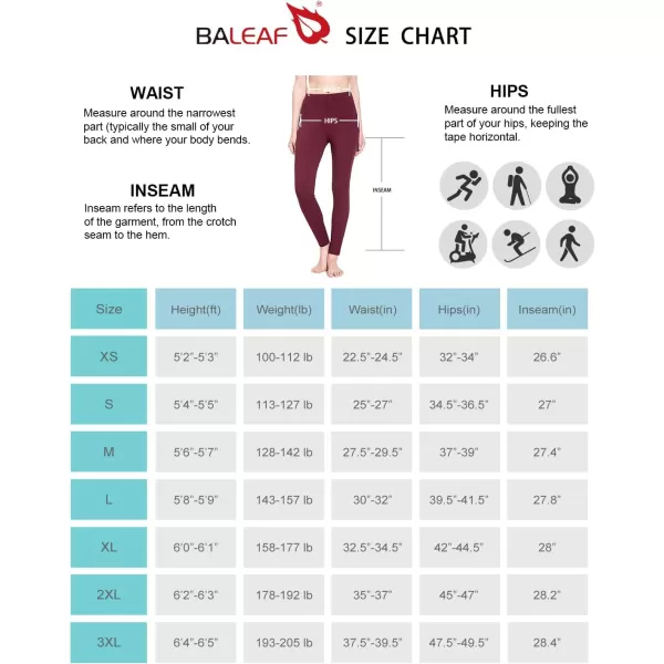 BALEAF Womens Fleece Lined Leggings Thermal Warm Winter Tights High Waisted Yoga Pants Cold Weather with PocketsWine Red