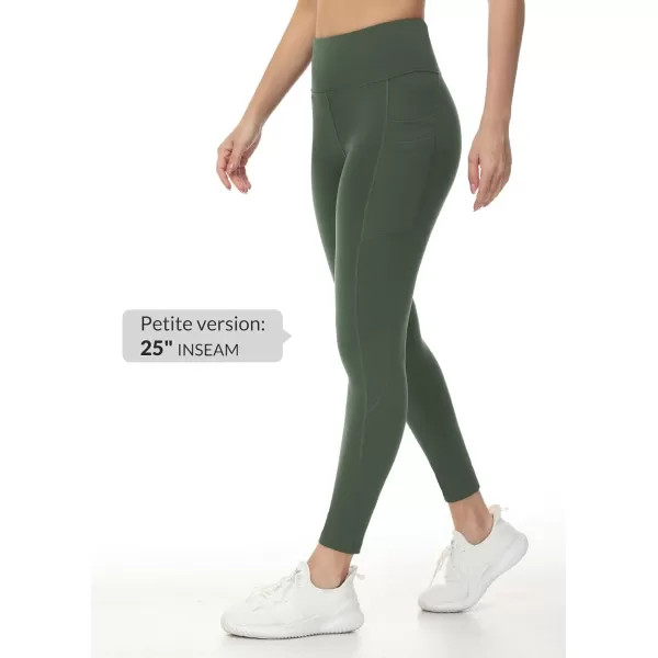 BALEAF Womens Fleece Lined Leggings Water Resistant Thermal Winter Warm Tights High Waisted with Pockets Running GearPetitegreen