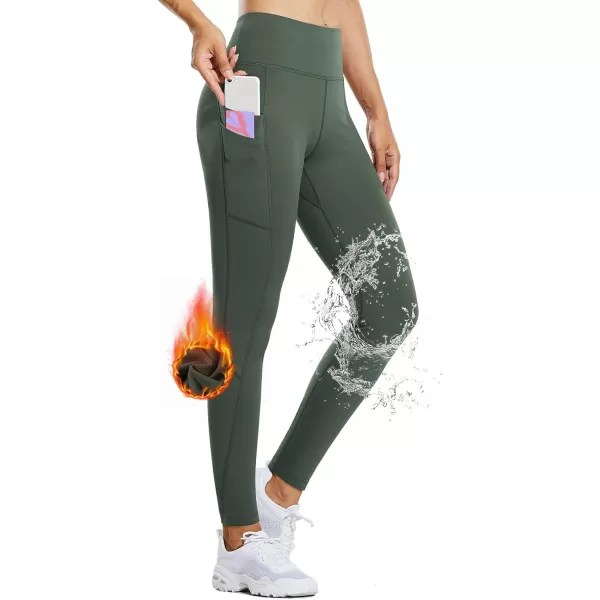 BALEAF Womens Fleece Lined Leggings Water Resistant Thermal Winter Warm Tights High Waisted with Pockets Running GearPetitered Wine