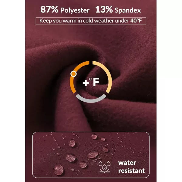 BALEAF Womens Fleece Lined Leggings Water Resistant Thermal Winter Warm Tights High Waisted with Pockets Running GearPetitered Wine
