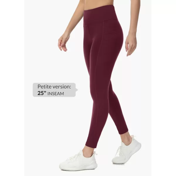 BALEAF Womens Fleece Lined Leggings Water Resistant Thermal Winter Warm Tights High Waisted with Pockets Running GearPetitered Wine