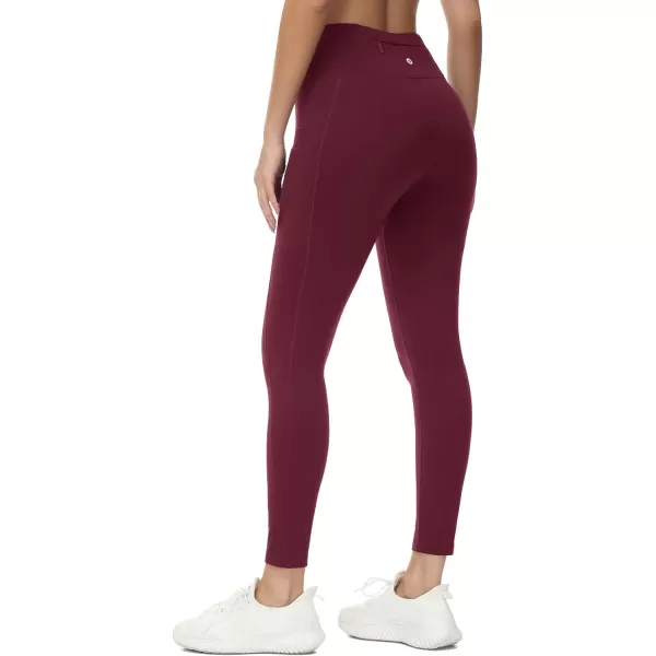 BALEAF Womens Fleece Lined Leggings Water Resistant Thermal Winter Warm Tights High Waisted with Pockets Running GearPetitered Wine