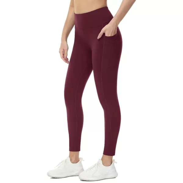 BALEAF Womens Fleece Lined Leggings Water Resistant Thermal Winter Warm Tights High Waisted with Pockets Running GearPetitered Wine