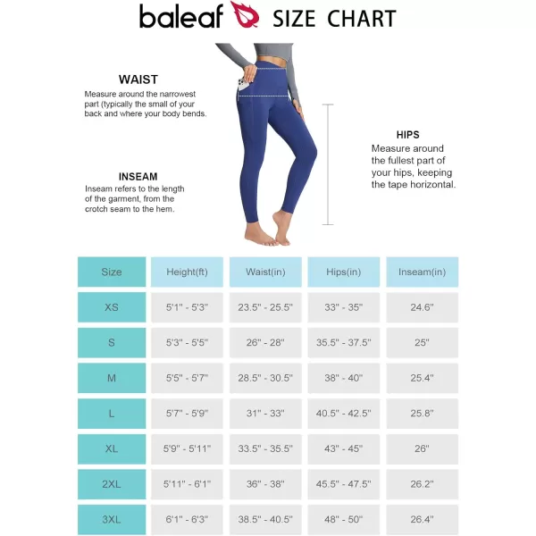 BALEAF Womens Fleece Lined Leggings with Pockets for Workout Thermal Winter Warm High Waisted Petite Thick Yoga PantsBlue25