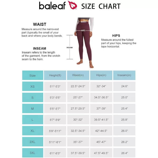 BALEAF Womens Fleece Lined Leggings with Pockets for Workout Thermal Winter Warm High Waisted Petite Thick Yoga PantsWine Red25