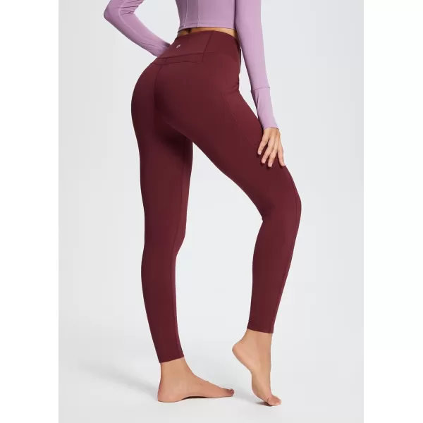 BALEAF Womens Fleece Lined Leggings with Pockets for Workout Thermal Winter Warm High Waisted Petite Thick Yoga PantsWine Red25
