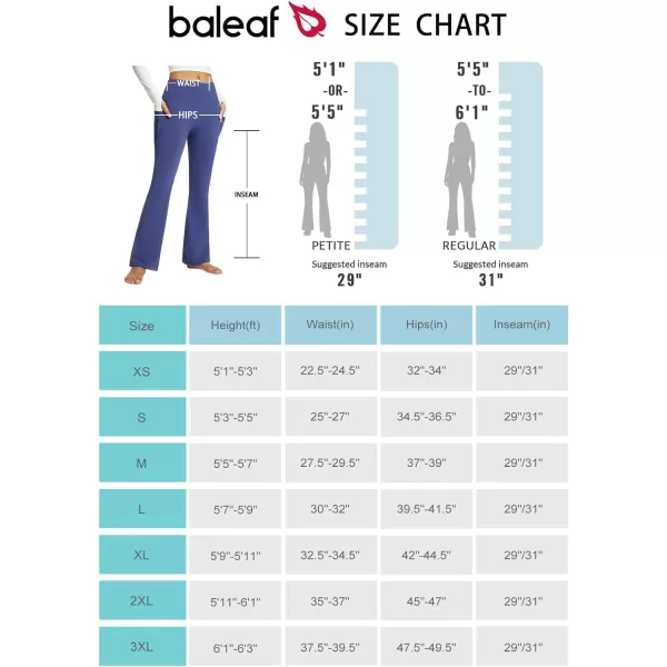 BALEAF Womens Fleece Lined Pants Water Resistant Winter Thermal Warm Flare Leggings Bell Bottom Yoga Pants with PocketsBlue