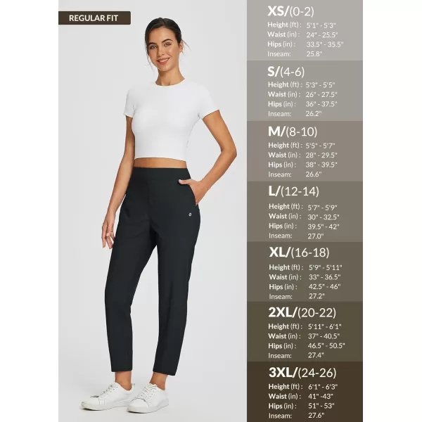 BALEAF Womens Golf Pants Stretch High Waist Ankle Dress Pants with Pockets Tapered Casual Pants Petite Work Yoga UPF50Black