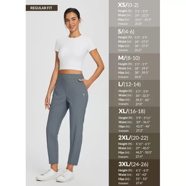 BALEAF Womens Golf Pants Stretch High Waist Ankle Dress Pants with Pockets Tapered Casual Pants Petite Work Yoga UPF50Dark Grey