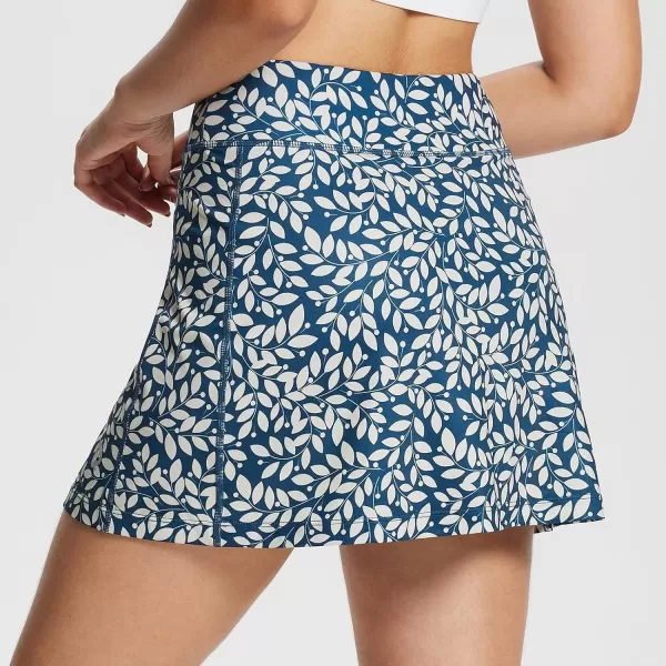 BALEAF Womens Golf Skorts Tennis Skirts with Pockets Athletic Running Workout Sports02printed Navy Leaf