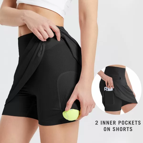 BALEAF Womens Golf Skorts Tennis Skirts with Pockets Athletic Running Workout Sports03black