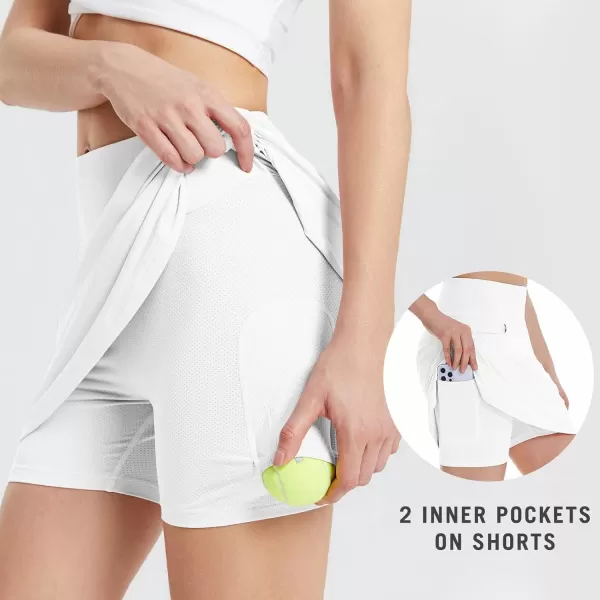 BALEAF Womens Golf Skorts Tennis Skirts with Pockets Athletic Running Workout Sports03light White