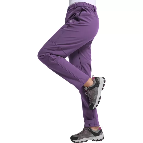 BALEAF Womens Hiking FleeceLined Ski Pants Windproof WaterResistant Outdoor Insulated Soft ShellB05purple