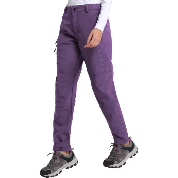 BALEAF Womens Hiking FleeceLined Ski Pants Windproof WaterResistant Outdoor Insulated Soft ShellB05purple