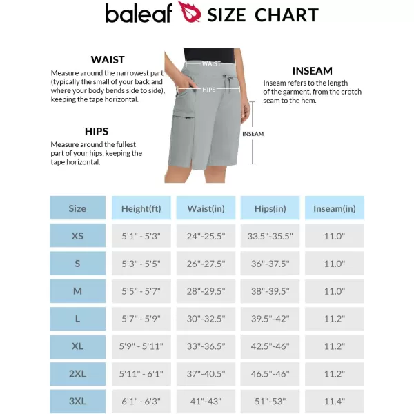 BALEAF Womens Hiking Long Shorts 911 Quick Dry Bermuda Cargo for Curvy Lightweight Pockets11 Inch Frost Grey