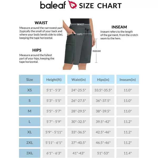 BALEAF Womens Hiking Long Shorts 911 Quick Dry Bermuda Cargo for Curvy Lightweight Pockets11 Inch Grey