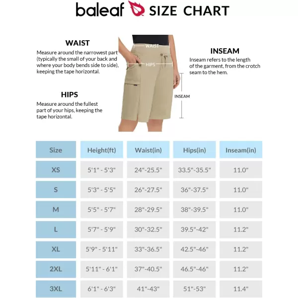 BALEAF Womens Hiking Long Shorts 911 Quick Dry Bermuda Cargo for Curvy Lightweight Pockets11 Inch Khaki