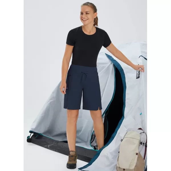 BALEAF Womens Hiking Long Shorts 911 Quick Dry Bermuda Cargo for Curvy Lightweight Pockets9 Inch 2023blue