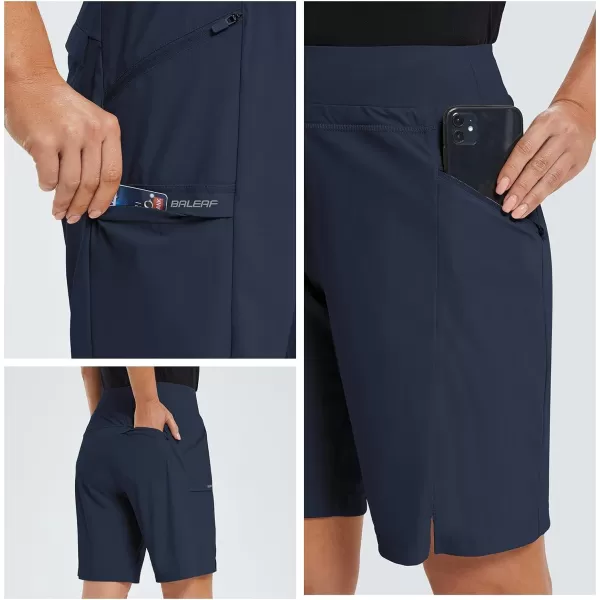 BALEAF Womens Hiking Long Shorts 911 Quick Dry Bermuda Cargo for Curvy Lightweight Pockets9 Inch 2023blue