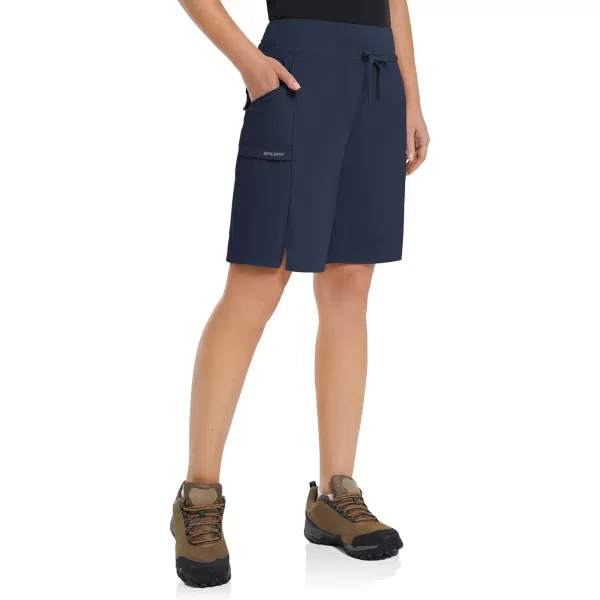 BALEAF Womens Hiking Long Shorts 911 Quick Dry Bermuda Cargo for Curvy Lightweight Pockets9 Inch 2023blue