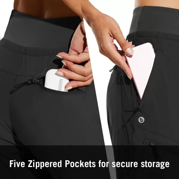 BALEAF Womens Joggers Lightweight Hiking Pants High Waist 5 Zipper Pockets Quick Dry Travel Athletic UPF50Dark Gray 28 Inseam