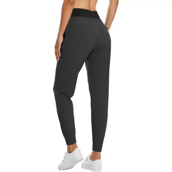 BALEAF Womens Joggers Lightweight Hiking Pants High Waist 5 Zipper Pockets Quick Dry Travel Athletic UPF50Dark Gray 28 Inseam