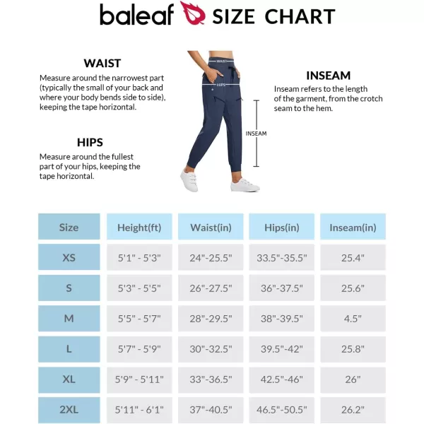 BALEAF Womens Joggers Lightweight Hiking Pants High Waist 5 Zipper Pockets Quick Dry Travel Athletic UPF50Navy Blue 255 Inseam