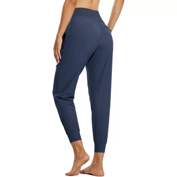 BALEAF Womens Joggers Lightweight Hiking Pants High Waist 5 Zipper Pockets Quick Dry Travel Athletic UPF50Navy Blue 255 Inseam