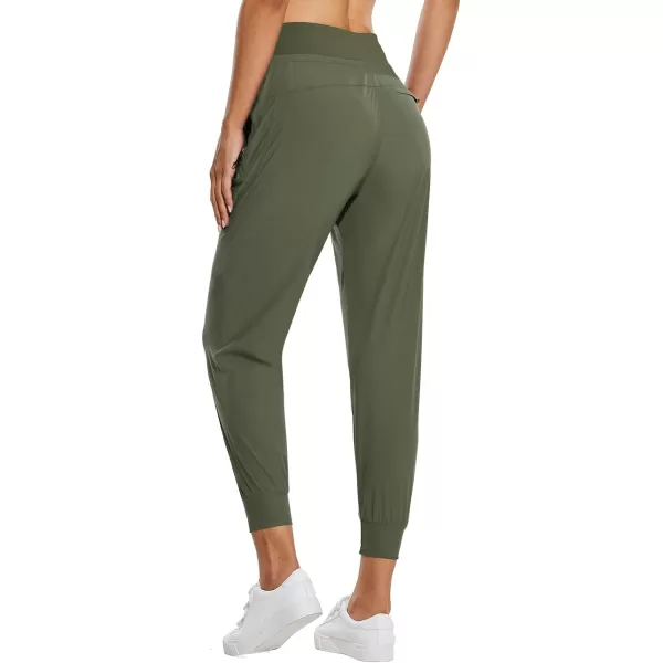 BALEAF Womens Joggers Lightweight Hiking Pants High Waist 5 Zipper Pockets Quick Dry Travel Athletic UPF50Rifle Green 255 Inseam