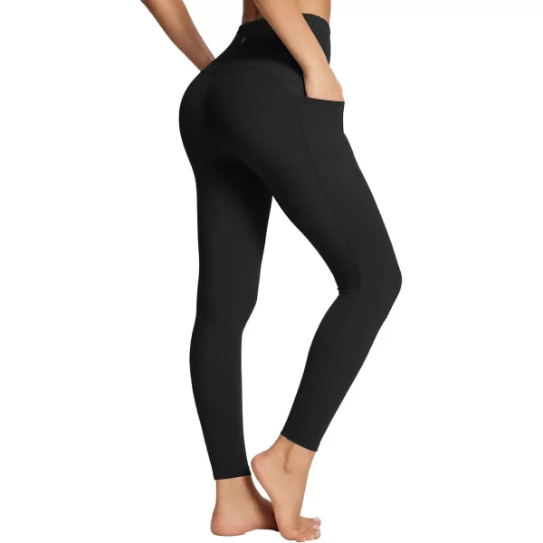 BALEAF Womens Leggings with Pockets Tummy Control Workout High Waisted Athletic Running 78 Ultra Soft Gym Yoga Ankle PantsBlack