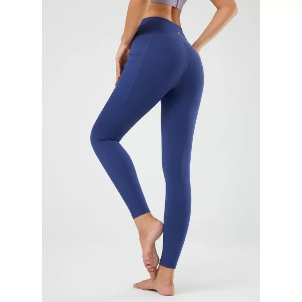BALEAF Womens Leggings with Pockets Tummy Control Workout High Waisted Athletic Running 78 Ultra Soft Gym Yoga Ankle PantsBlue