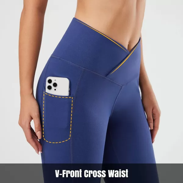 BALEAF Womens Leggings with Pockets Tummy Control Workout High Waisted Athletic Running 78 Ultra Soft Gym Yoga Ankle PantsBlue