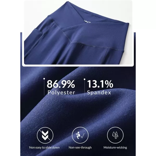 BALEAF Womens Leggings with Pockets Tummy Control Workout High Waisted Athletic Running 78 Ultra Soft Gym Yoga Ankle PantsBlue