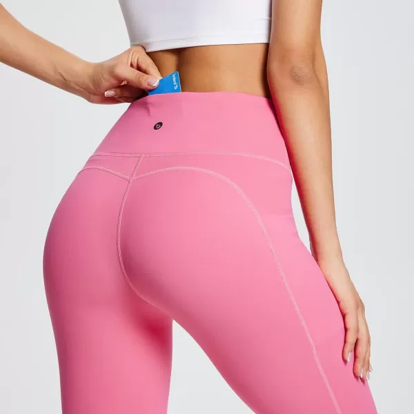 BALEAF Womens Leggings with Pockets Tummy Control Workout High Waisted Athletic Running 78 Ultra Soft Gym Yoga Ankle PantsHot Pink