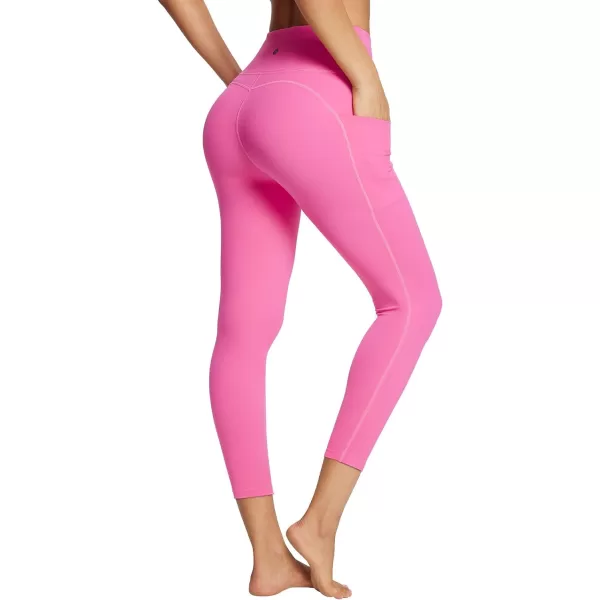 BALEAF Womens Leggings with Pockets Tummy Control Workout High Waisted Athletic Running 78 Ultra Soft Gym Yoga Ankle PantsHot Pink