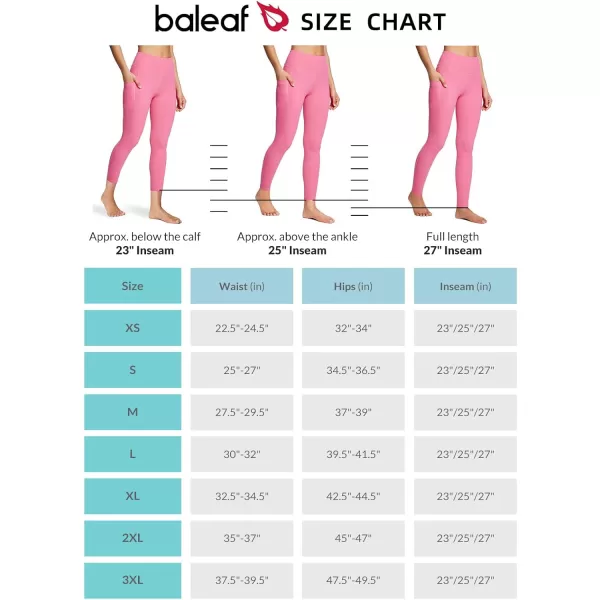 BALEAF Womens Leggings with Pockets Tummy Control Workout High Waisted Athletic Running 78 Ultra Soft Gym Yoga Ankle PantsHot Pink