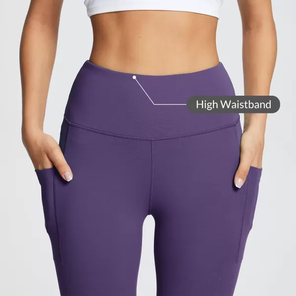 BALEAF Womens Leggings with Pockets Tummy Control Workout High Waisted Athletic Running 78 Ultra Soft Gym Yoga Ankle PantsShadow Purple