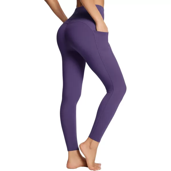 BALEAF Womens Leggings with Pockets Tummy Control Workout High Waisted Athletic Running 78 Ultra Soft Gym Yoga Ankle PantsShadow Purple