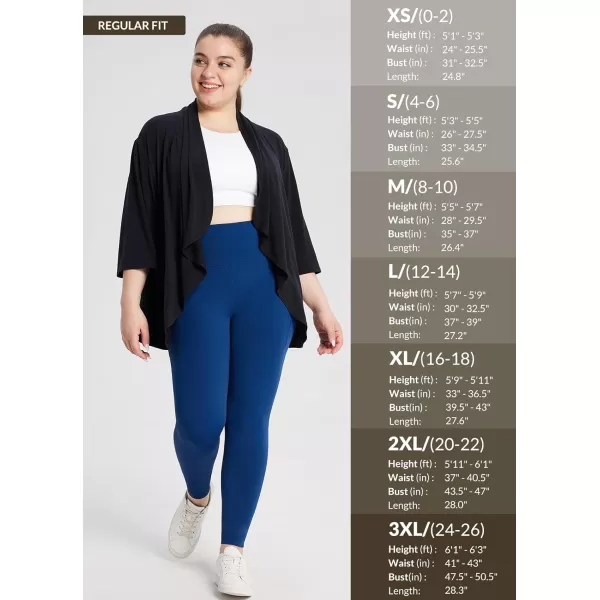 BALEAF Womens Lightweight Cardigans Open Front 34 Sleeve Soft Summer Long Cardigan with Pockets for Office YogaBlack