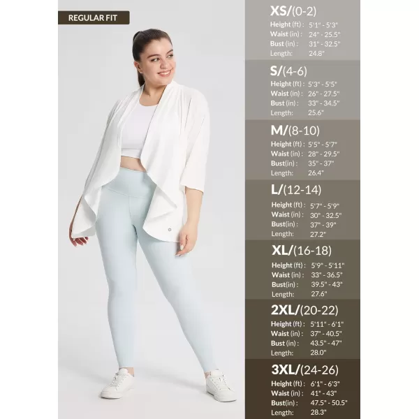 BALEAF Womens Lightweight Cardigans Open Front 34 Sleeve Soft Summer Long Cardigan with Pockets for Office YogaWhite