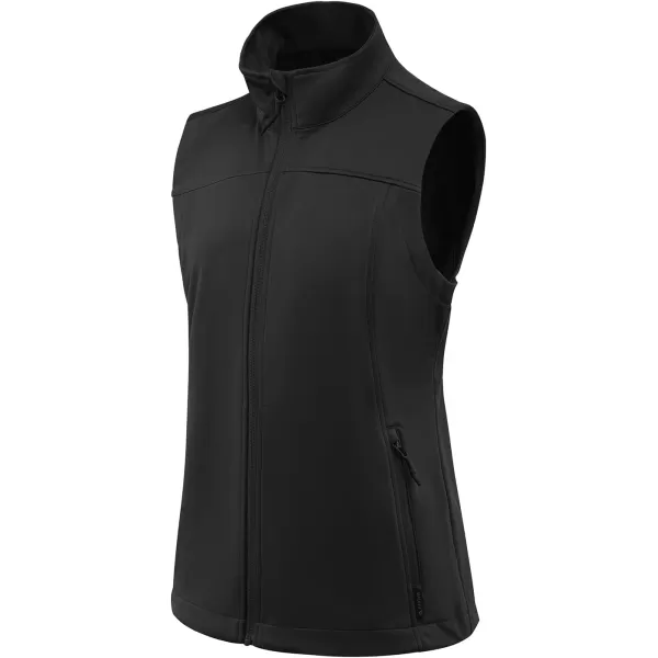 BALEAF Womens Lightweight Vest Softshell Sleeveless Jacket Windproof Stand Collar with Zipper Pockets Running Hiking GolfBlack