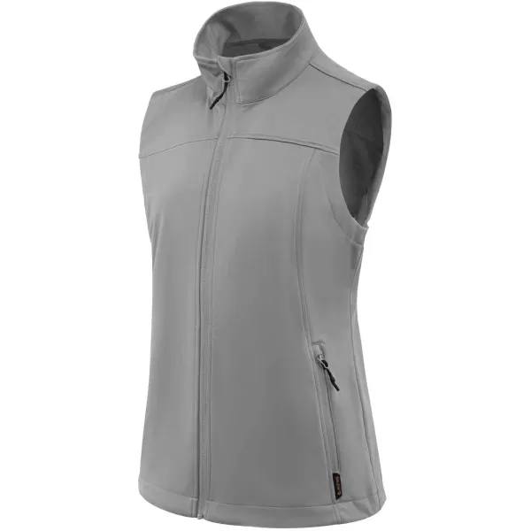 BALEAF Womens Lightweight Vest Softshell Sleeveless Jacket Windproof Stand Collar with Zipper Pockets Running Hiking GolfLight Grey