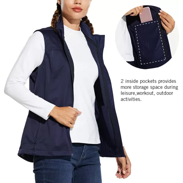 BALEAF Womens Lightweight Vest Softshell Sleeveless Jacket Windproof Stand Collar with Zipper Pockets Running Hiking GolfNavy Blue