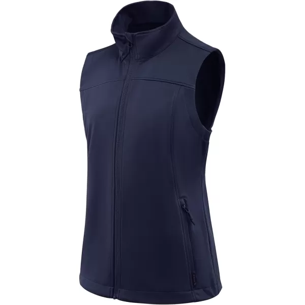 BALEAF Womens Lightweight Vest Softshell Sleeveless Jacket Windproof Stand Collar with Zipper Pockets Running Hiking GolfNavy Blue