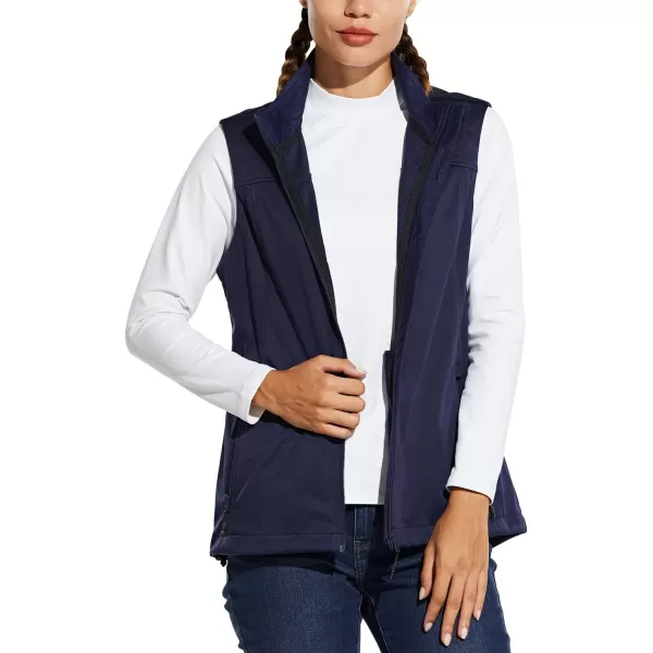 BALEAF Womens Lightweight Vest Softshell Sleeveless Jacket Windproof Stand Collar with Zipper Pockets Running Hiking GolfNavy Blue